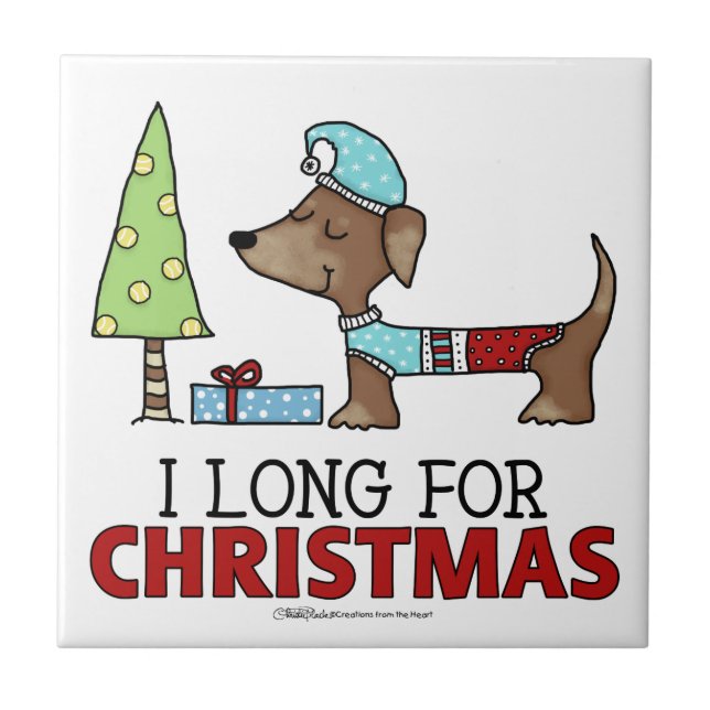 Azulejo De Cerâmica Longo para o Natal-Dachshund (Frente)