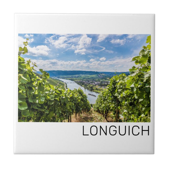 Azulejo De Cerâmica Longuich Moselle Vineyard Panorama Alemanha (Frente)