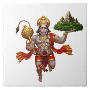 Azulejo De Cerâmica Lord Hanuman Voando Levantando Montanha
