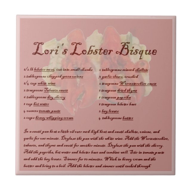 Azulejo De Cerâmica Lori's Lobster Bisque (Frente)