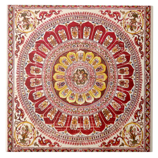 Azulejo De Cerâmica Lotus Blossom Petal da Índia Antiga (Frente)