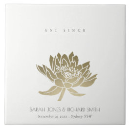AZULEJO DE CERÂMICA  LOTUS BRANCO DOURADO E GLAMOROSO SALVE O PRESENTE 