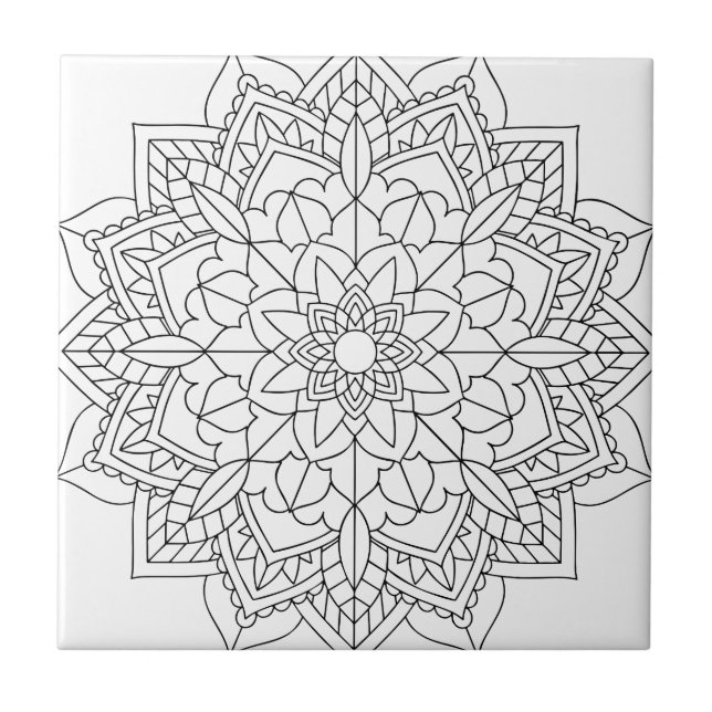 Azulejo De Cerâmica Lotus Flower Mandala (Frente)