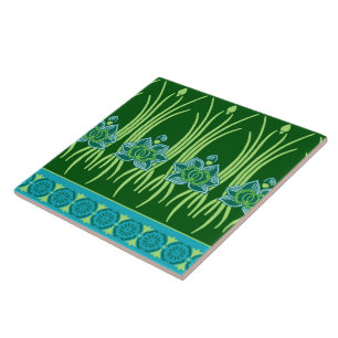AZULEJO DE CERÂMICA LOTUS NOUVEAU: CENA DO VERDE AZUL
