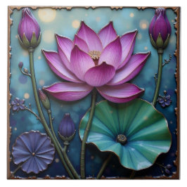 Azulejo De Cerâmica Lotus Rosa Vibrante