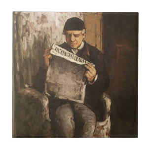 Azulejo De Cerâmica Louis Auguste Cezanne Pai Do Artista Lendo