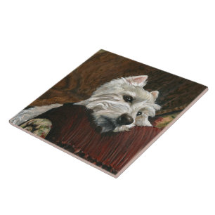 Azulejo De Cerâmica Lounging Westie em Sofa