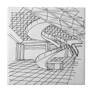 Azulejo De Cerâmica Louvre Embaixo da Pirâmide Paris, França