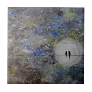 Azulejo De Cerâmica Lovebirds em uma tempestade