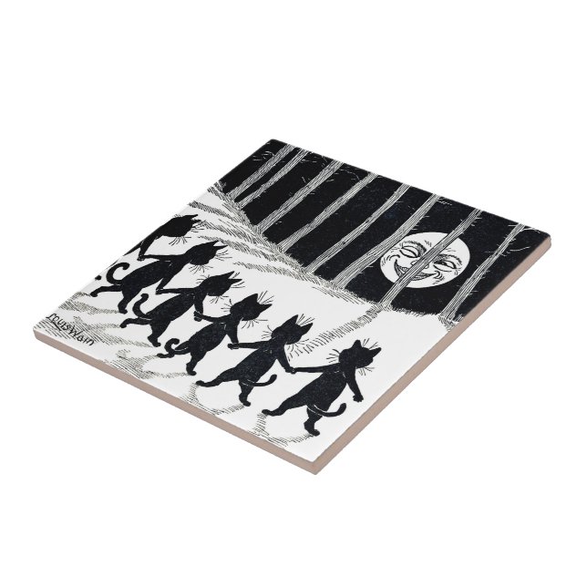 Azulejo De Cerâmica Lua cheia e gatos, Louis Wain (Lateral)