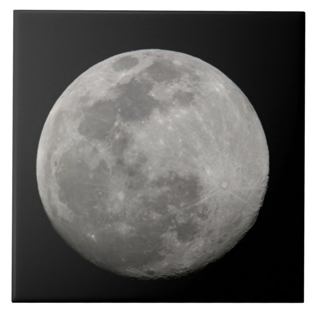 Azulejo De Cerâmica Lua cheia em preto e branco. Crédito: Arthur (Frente)
