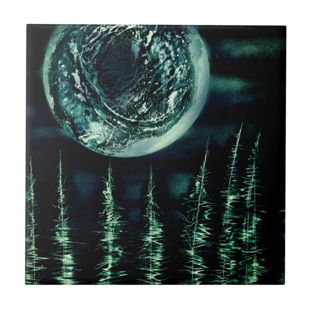 Azulejo De Cerâmica Lua da Floresta (Frente)