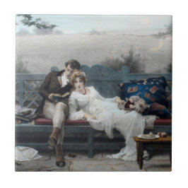 Azulejo De Cerâmica Lua de mel (noiva e noiva num banco)