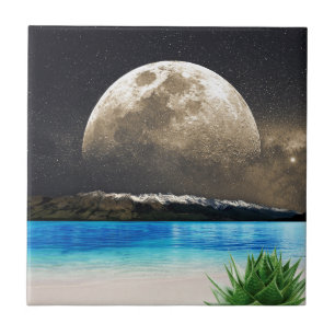 Azulejo De Cerâmica Lua E Praia