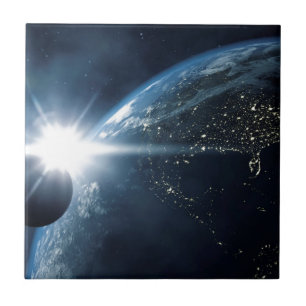 Azulejo De Cerâmica lua e sol da terra