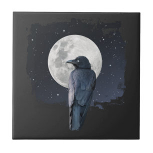Azulejo De Cerâmica Lua Fria do Corvo da Floresta