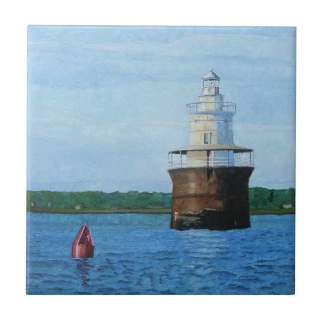 Azulejo De Cerâmica Lubec Channel Lighthosue Painting (Frente)