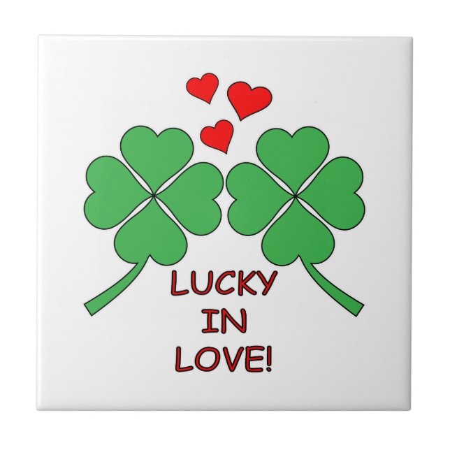 Azulejo De Cerâmica Lucky In Love Heart Clover (Frente)
