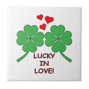 Azulejo De Cerâmica Lucky In Love Hearts Clover