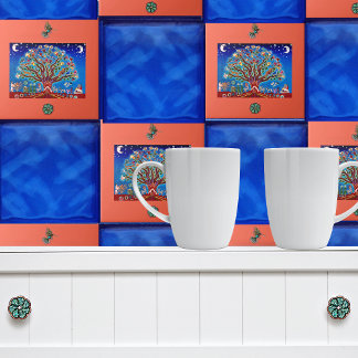 Azulejo De Cerâmica Luminosa Árvore da Vida Estilo Talavera Mexicano