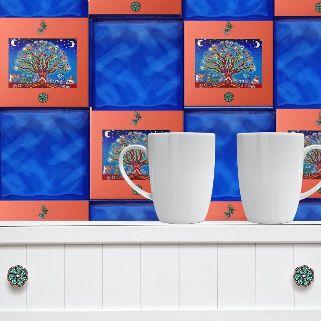 Azulejo De Cerâmica Luminosa Árvore da Vida Estilo Talavera Mexicano (Criador carregado)