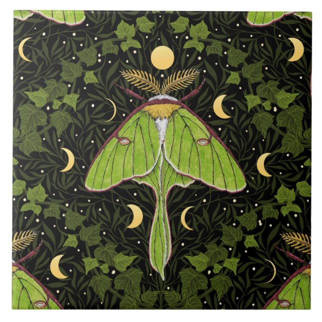 Azulejo De Cerâmica Luna-mariposa, fases luas e barraca-mariposa 2 (Frente)