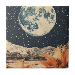 Azulejo De Cerâmica Lunar Bloom Over Sandy Peaks