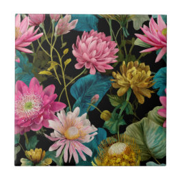 Azulejo De Cerâmica Lush Exotic Leaves BOHO Tropical Pattern Botanical