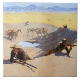 Azulejo De Cerâmica Luta pelo Buraco d'água (por Frederic Remington)