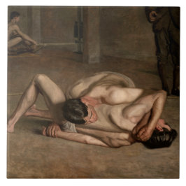 Azulejo De Cerâmica Lutadores (por Thomas Eakins)