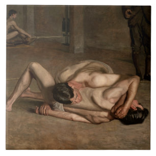 Azulejo De Cerâmica Lutadores (por Thomas Eakins)