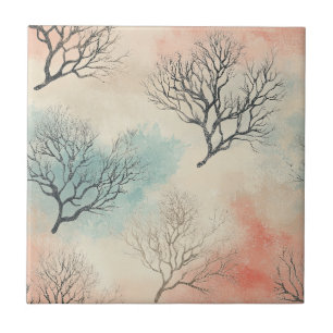 Azulejo De Cerâmica Lux Aquarela Costeira Coral & Ondas do Oceano (5)