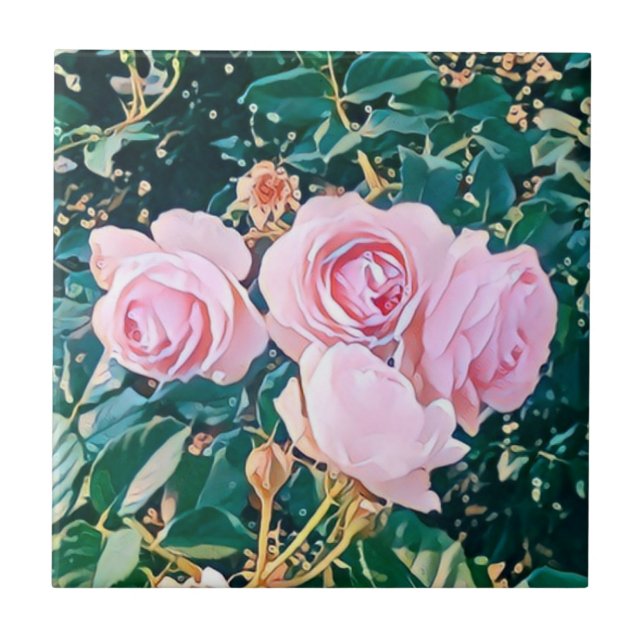 Azulejo De Cerâmica luxe romantic flowers botanical wallpaper (Frente)