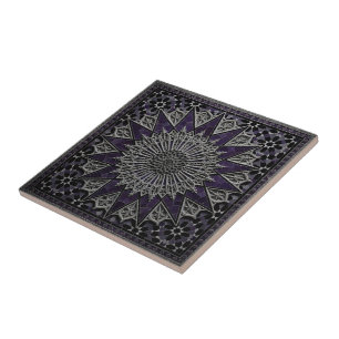 Azulejo De Cerâmica Luxo 3D Gótico Roxo e Preto Zellij Marroquino