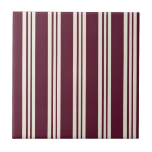 Azulejo De Cerâmica Luxo Burgundy Marfim Listrado Moderno Tendencial