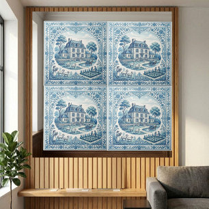 Azulejo De Cerâmica Luxo de Cottage Francês com Moldura Floral Quarto 