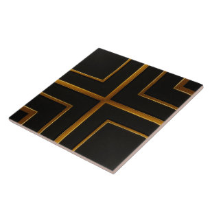 Azulejo De Cerâmica Luxo Dourado Preto Geométrico Barra Decoração Inc