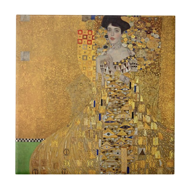 Azulejo De Cerâmica Luxo elegante com o retrato de Gustav Klimt (Frente)