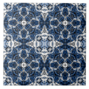 Azulejo De Cerâmica Luxo, elegante, marinho azul e branco ornamentais