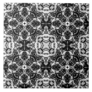 Azulejo De Cerâmica Luxo, elegante, ornamental, preto e branco