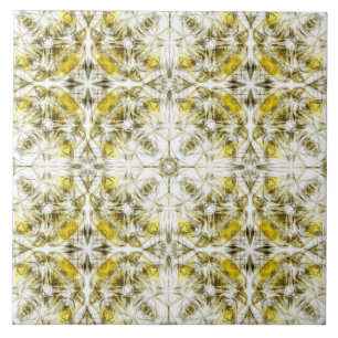 Azulejo De Cerâmica Luxo, ornamental, amarelo-mostarda, branco, cinza