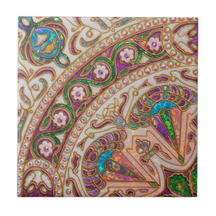 Azulejo De Cerâmica Luxo Padrão Floral Marroquino Opala de Fogo Irides