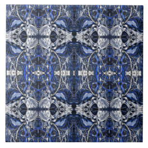 Azulejo De Cerâmica Luxo, vintage, azul marinho, branco, padrão de cin