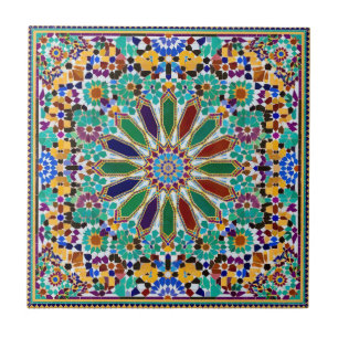Azulejo De Cerâmica Luxuoso Vibrante Zellij Estrela Marroquina Multi-C