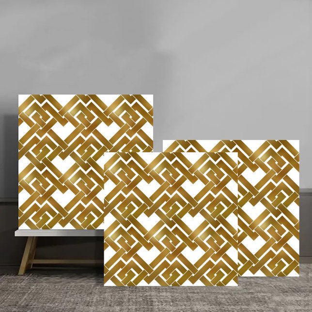 Azulejo De Cerâmica Luxurious Golden Interlocking Geometric Seamless P (Criador carregado)