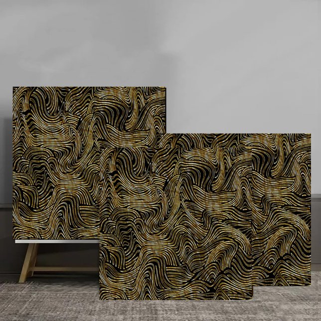 Azulejo De Cerâmica Luxury Abstract Gold Wave Line Pattern (Criador carregado)