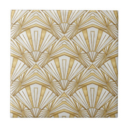 Azulejo De Cerâmica Luxury Art Deco Sunburst Infinite Pattern - Cream 