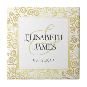 Azulejo De Cerâmica Luxury Chic Winter White E Dourado Casamento