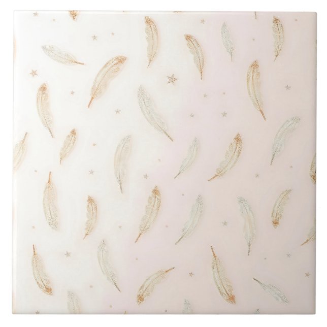 Azulejo De Cerâmica Luxury Modern Feathers Boho Collection (Frente)