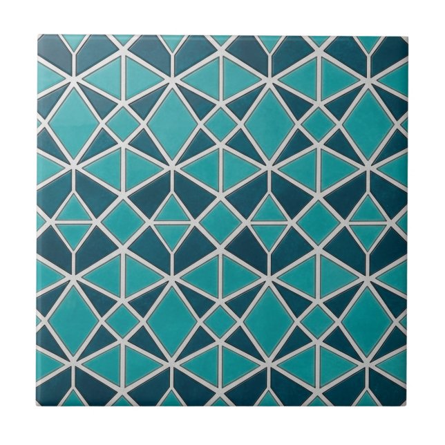 Azulejo De Cerâmica Luxury Turquoise Geometric Diamond Mosaic Tile (Frente)